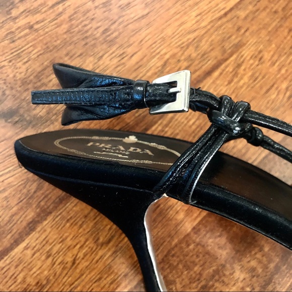 Prada Leather Slingback Satin Heels - Picture 3 of 8
